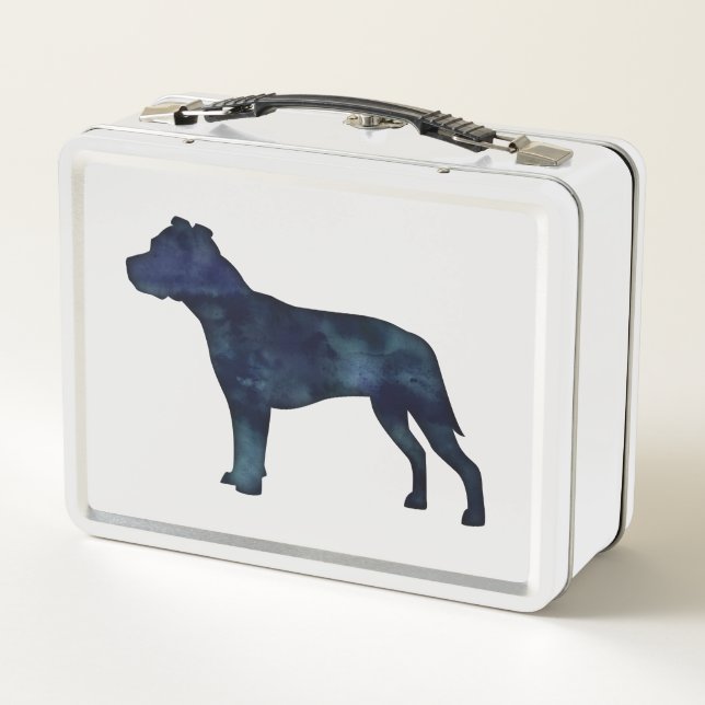 Lunch Box Pitbull race Chien Silhouette Aquarelle noire (Dos)