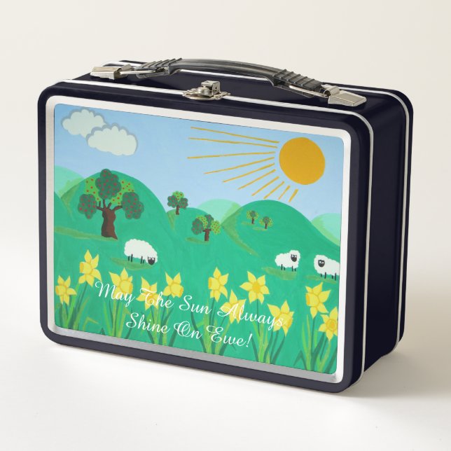 Lunch Box pittoresque illustration amusante de mouton mignon (Devant)