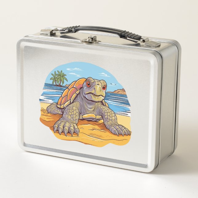 Lunch Box Plage de dessin animé de tortue (Devant)
