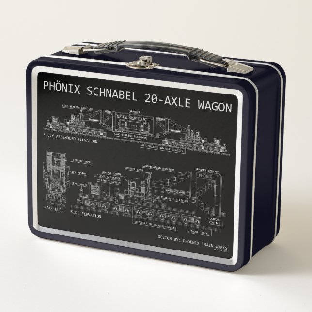 Lunch Box "Plan" technique du wagon ferroviaire PTW Schnabel (Devant)