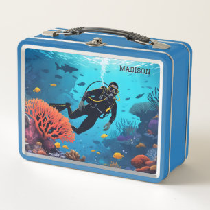 Lunch Box Plongeur en scaphandre à nom personnalisé