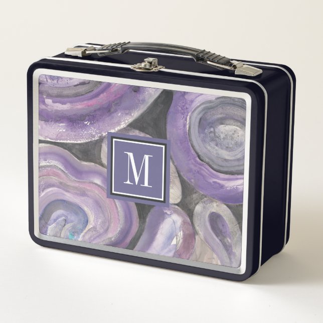 Lunch Box Pluie de cercle du monogramme | (Devant)