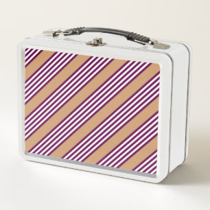 Lunch Box Plum et blanc cinq bandes motif avec bronzage