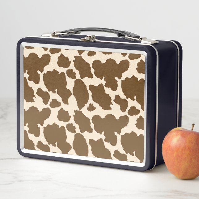 Lunch Box Points Brown Vache Imprimer Fermier Animaux de fer (En situation)