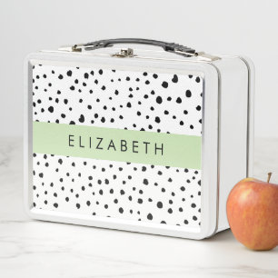Lunch Box Points dalmatiens, Spots, Noir et Blanc, Votre nom