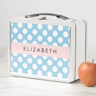 Lunch Box Pois Bleus, Motif Polka Dot, Votre Nom
