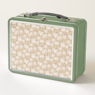 Lunch Box Pois et marguerites - Blanc, Sable et Palm Green