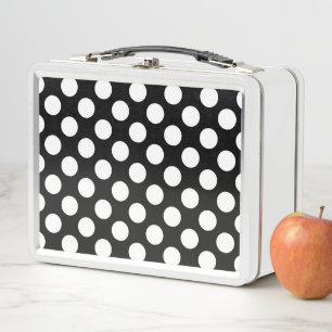 Lunch Box Pois noirs et blancs, Motif Polka