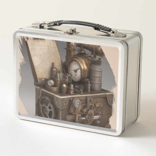 Lunch Box Poitrine au trésor avec engrenages (Devant)