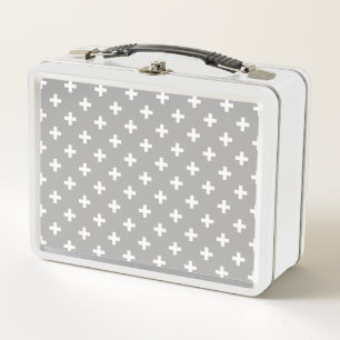Lunch Box Polka blanche croise sur gris
