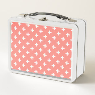 Lunch Box Polka blanche croise sur la pêche