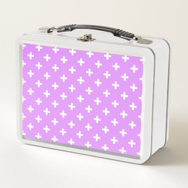 Lunch Box Polka blanche croise sur lilas (Devant)