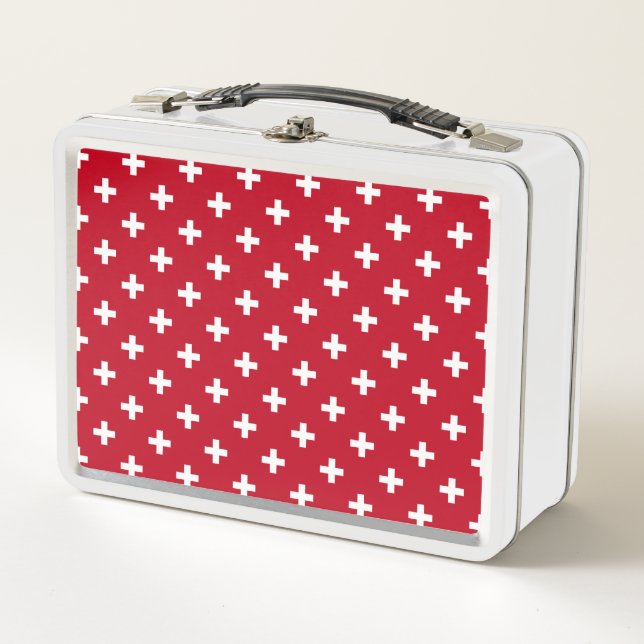Lunch Box Polka blanche croise sur rouge (Devant)