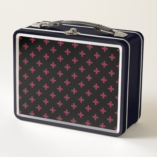 Lunch Box Polka de mûre croise sur le noir (Devant)