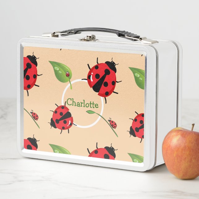 Lunch Box Polka rouge mignon point Ladybug Fleur de margueri (En situation)