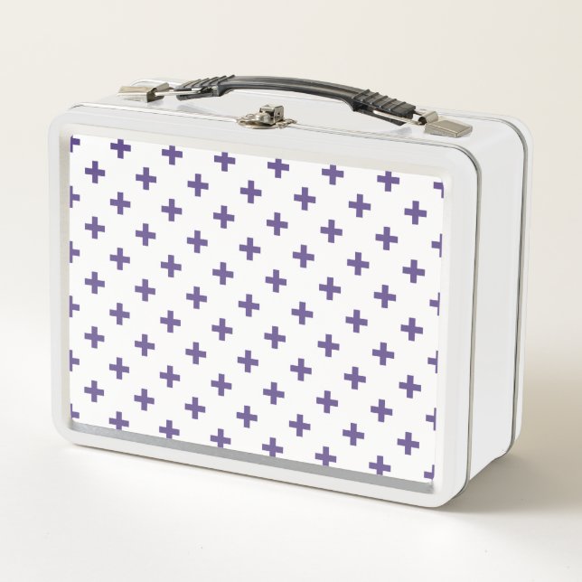 Lunch Box Polka ultra violette croise sur blanc (Devant)