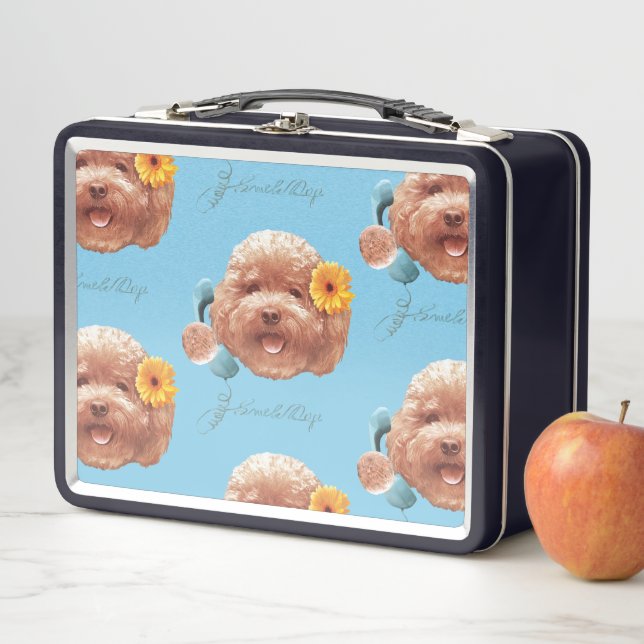 Lunch Box Poodle de jouet avec Fleur et Illustration télépho (En situation)