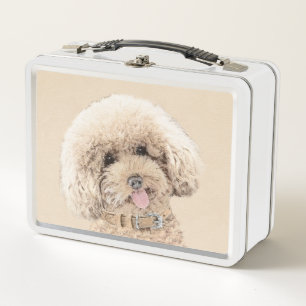Lunch Box Poodle Miniature Toy Apricot Crème Chien Brown Art