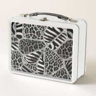 Lunch Box Poster de animal - Leopard et Zebra - argent