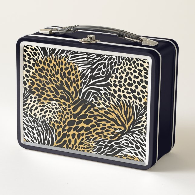 Lunch Box Poster de animal mixte Zebra Leopard Tiger Impress (Devant)
