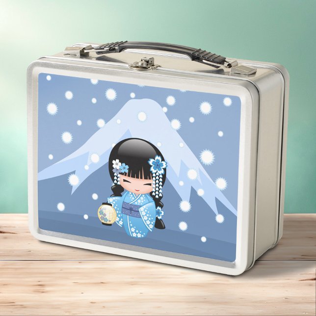 Lunch Box Poupée Kokeshi d'hiver - Blue Mountain Geisha Girl (Créateur téléchargé)