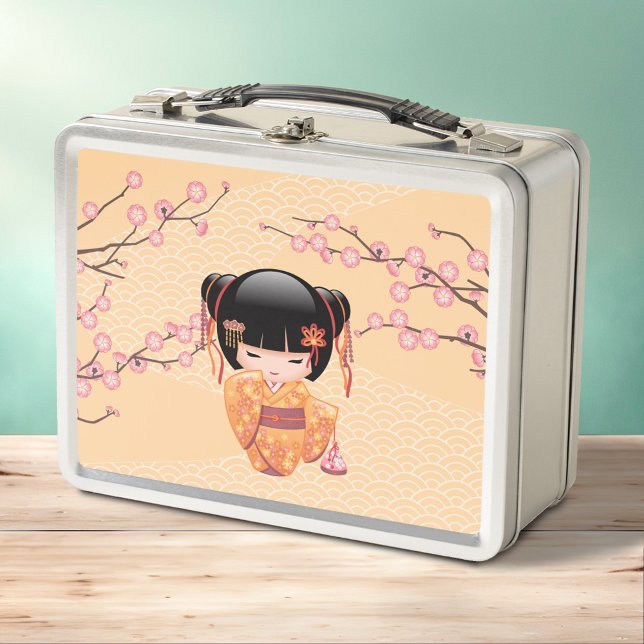 Lunch Box Poupée Ume Kokeshi - Japonaise Pêche Geisha Girl (Créateur téléchargé)