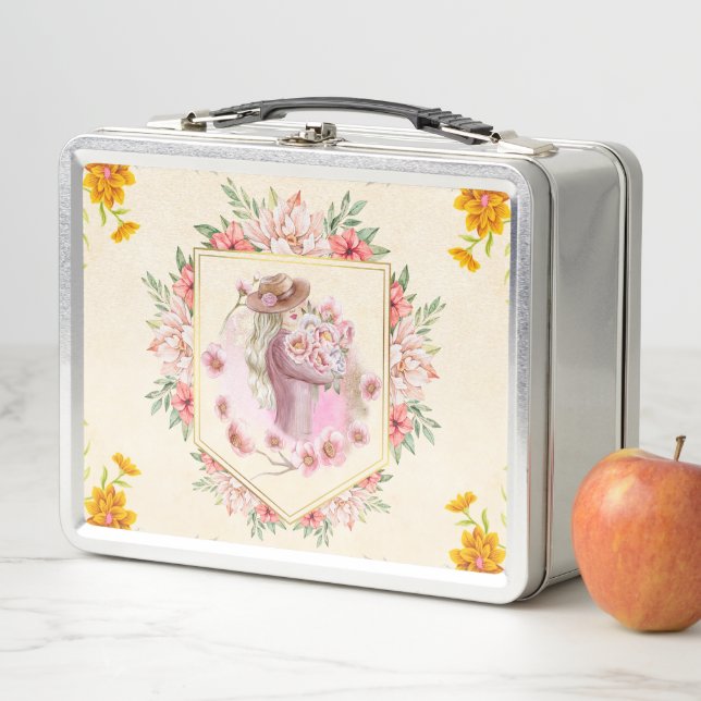 Lunch Box Printemps Blooms Lady Art Imprimer (En situation)