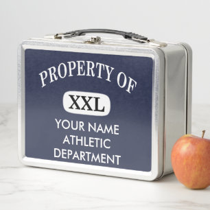 Lunch Box Propriété de XXL Ajouter Nom Police blanche Métal