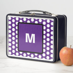 Lunch Box Ptetty Monogramme violet Pois blancs