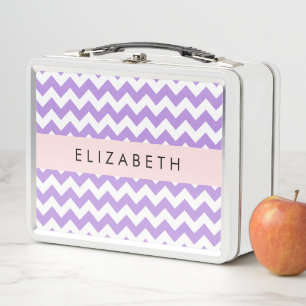 Lunch Box Purple Zigzag, Purple Chevron, Votre Nom