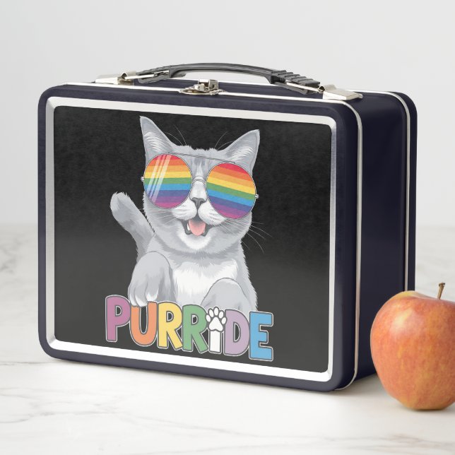 Lunch Box Purride Chat Lunettes de soleil Gay pride Rainbow  (En situation)