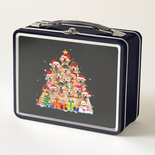 Lunch Box Pyjama de Noël Chien Retriever doré Arbre Cadeau d (Devant)