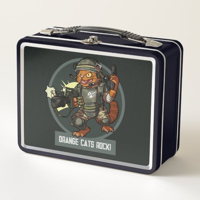 Lunch Box Quirky Cat Marine Orange Cats Rock! Artwork (Devant)