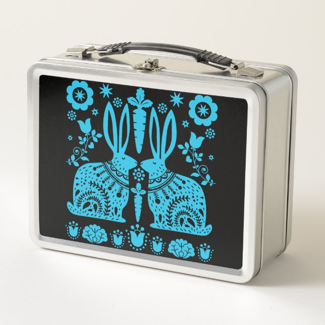 Lunch Box Rabbit Nordic Scandinavian Folk Art (Devant)