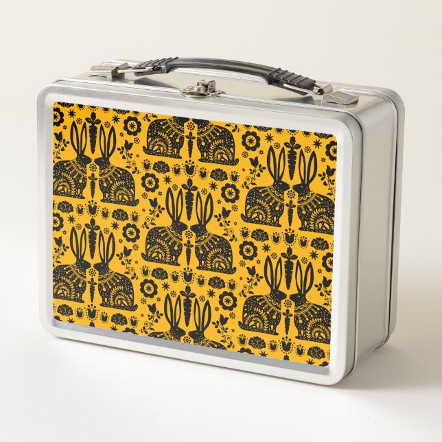 Lunch Box Rabbit Nordic Scandinavian Folk Art (Devant)
