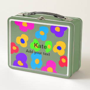 Lunch Box Rainbow flower pride amour ajouter nom texte lqbtq