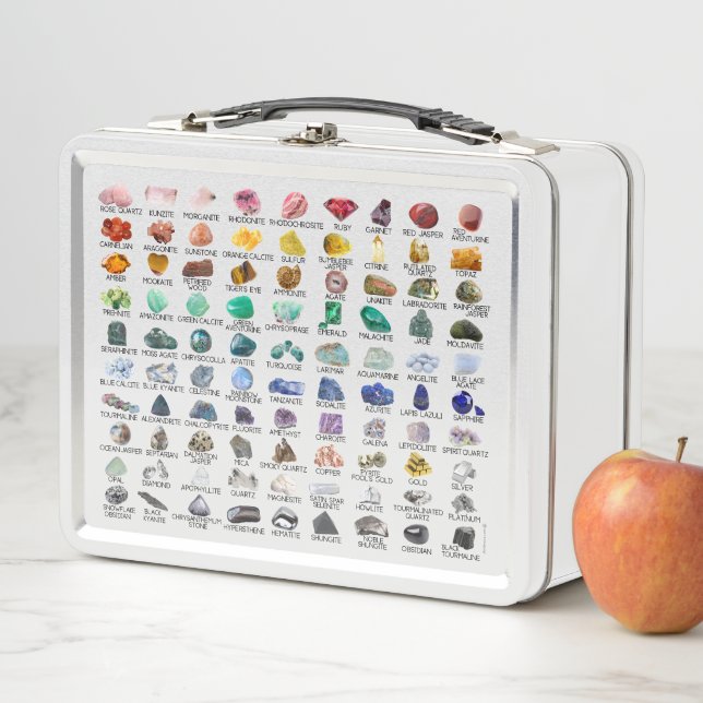 Lunch Box Rainbow Rocks Crystal Collection Guide de géologie (En situation)