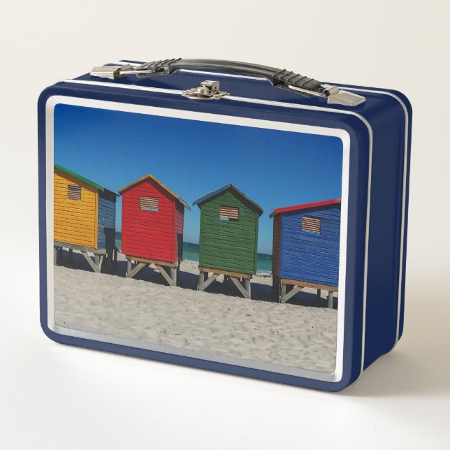 Lunch Box Rangée de cases de plage aux couleurs vives (Devant)