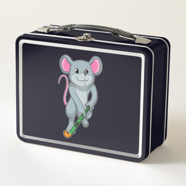 Lunch Box Rat au hockey avec chauve-souris de hockey (Devant)