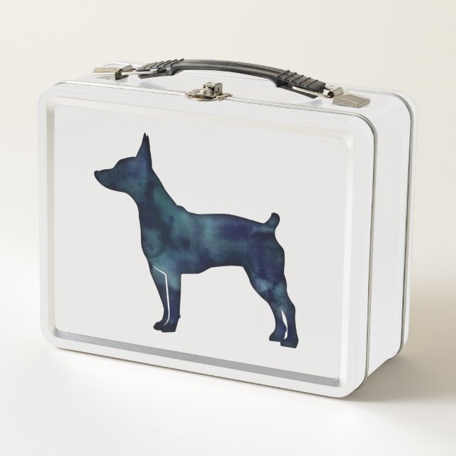 Lunch Box Rat Terrier Chien race Silhouette Aquarelle noire (Devant)