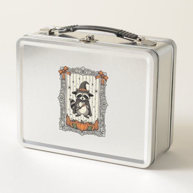 Lunch Box Raton laveur de Halloween Sorcière Citrouille Vint (Devant)