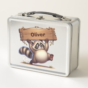 Lunch Box Raton laveur dodu avec plaque de nom personnalisab