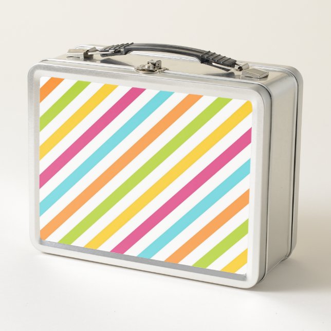 Lunch Box Rayures diagonales en couleurs vives (Devant)