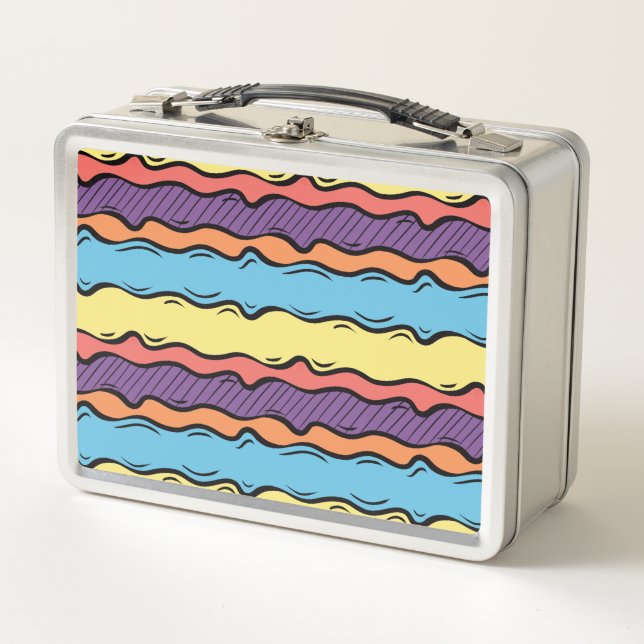 Lunch Box Rayures ondulées colorées vibrantes (Devant)