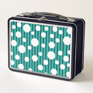 Lunch Box Rayures pointillées blanches
