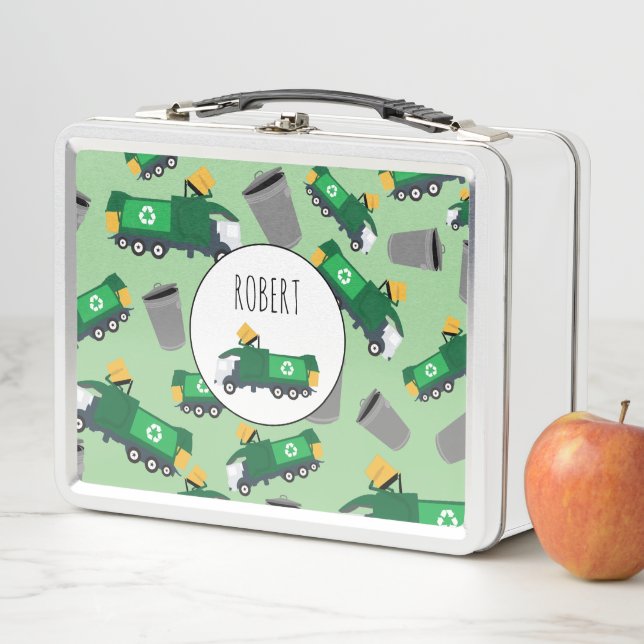 Lunch Box Recyclage des déchets Camion Motif Nom des garçons (En situation)