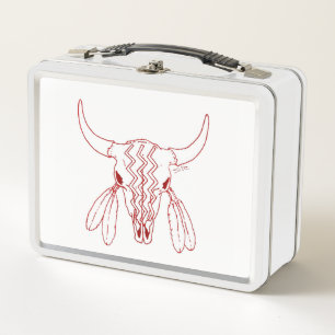 Lunch Box Red Ghost Dance Buffalo ligne blanc lunbox