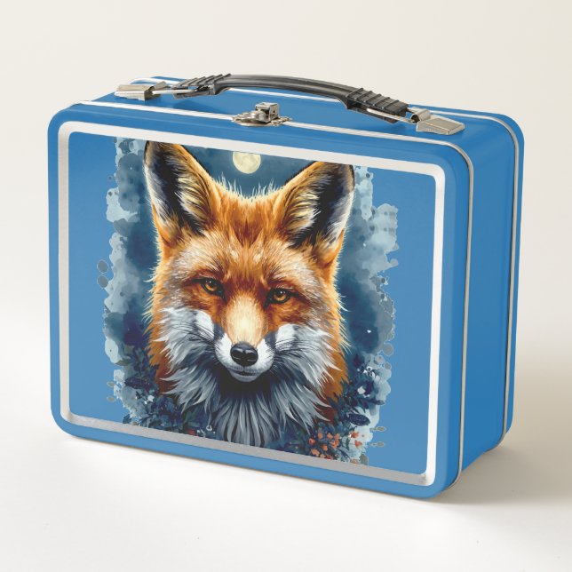 Lunch Box Renard Aesthetic Lune Forestière Aquarelle (Devant)