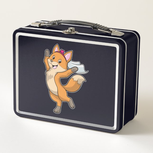Lunch Box Renard comme mariée avec voile et cœur (Devant)