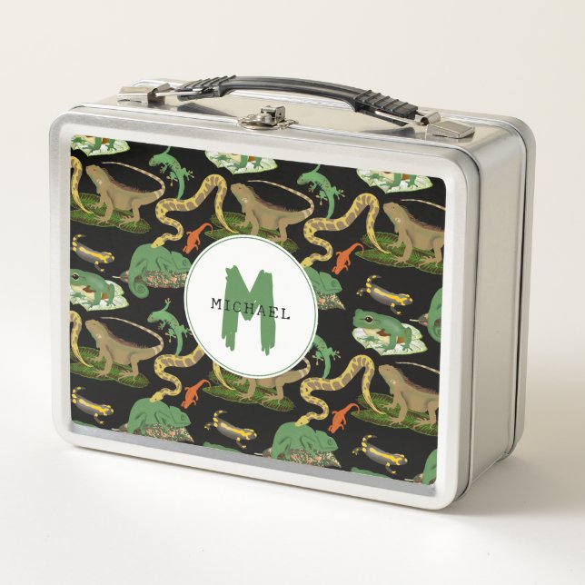 Lunch Box Reptile, lézards et amphibiens Monogramme pour enf (Devant)